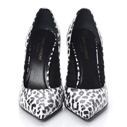 Saint Laurent Soft Calfskin Baby Cat Paris 105 Pumps 37.5 White Black 2 of 10