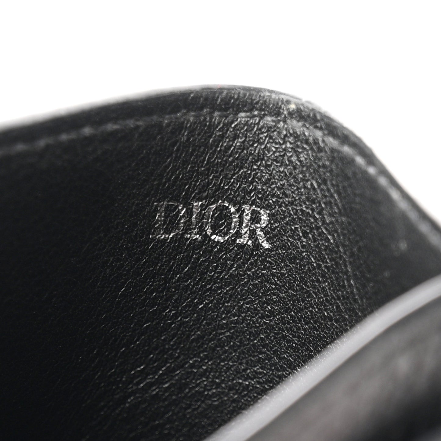 Grained Calfskin Oblique Card Holder Black