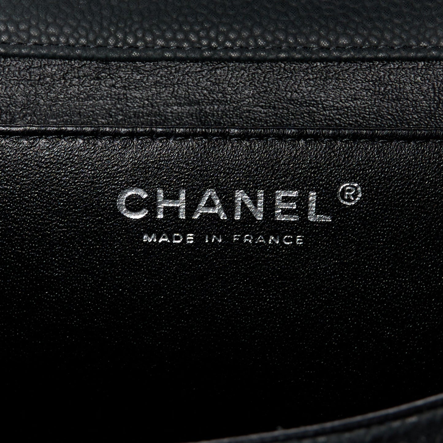 Iridescent Caviar Quilted Clutch With Chain Flap Black