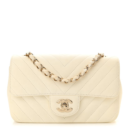 Chanel Lambskin Chevron Quilted Mini Rectangular Flap White 1 of 13
