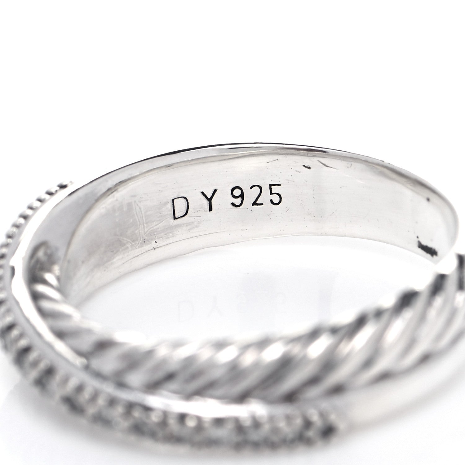 David Yurman Sterling Silver Diamond 5mm Crossover Ring 55 7.25 4 of 5