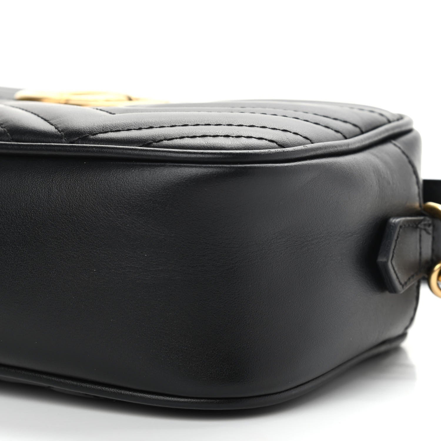 Gucci Calfskin Matelasse Small GG Marmont Chain Shoulder Bag Black 11 of 12