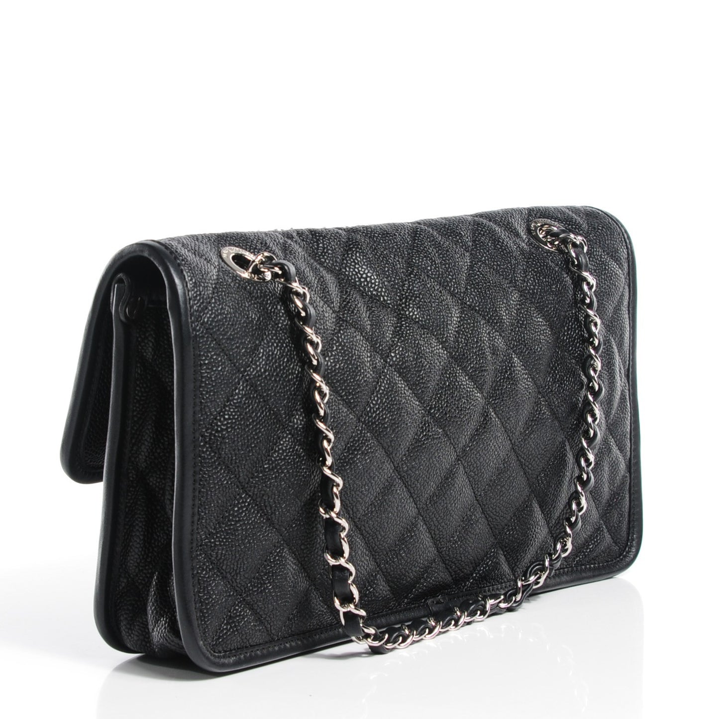 Caviar Quilted Medium French Riviera Flap Black