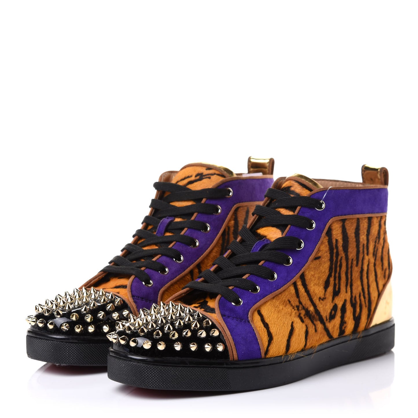 Patent Pony Hair Lou Spikes Flat Sneakers 43 Version Multi