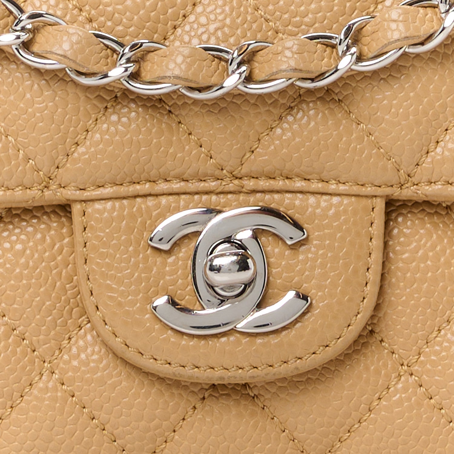 Chanel Caviar Quilted East West Flap Beige 9 of 11