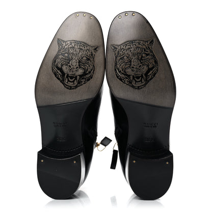 Gucci Goatskin Kitten Chain Horsebit Ankle Boots 36.5 Black 5 of 18