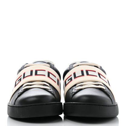 Gucci Calfskin Stripe Mens New Ace Sneakers 6.5 Black Ecru Red Flame 2 of 6