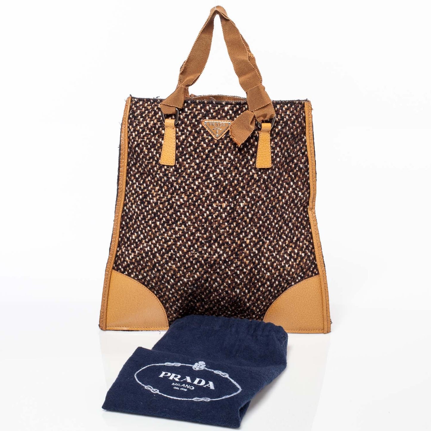 Tweed Leather Tote