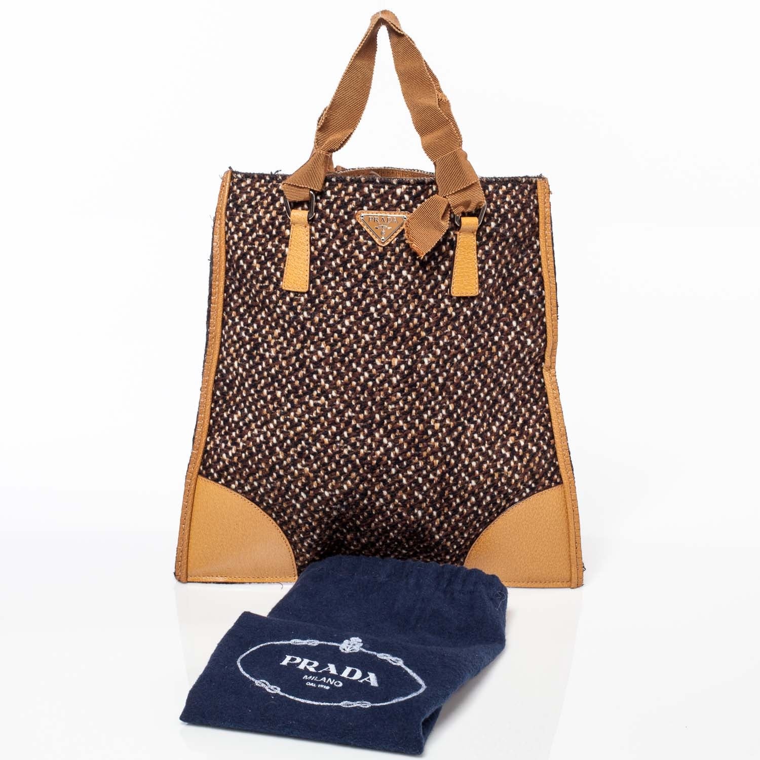 Prada Tweed Leather Tote 7 of 8
