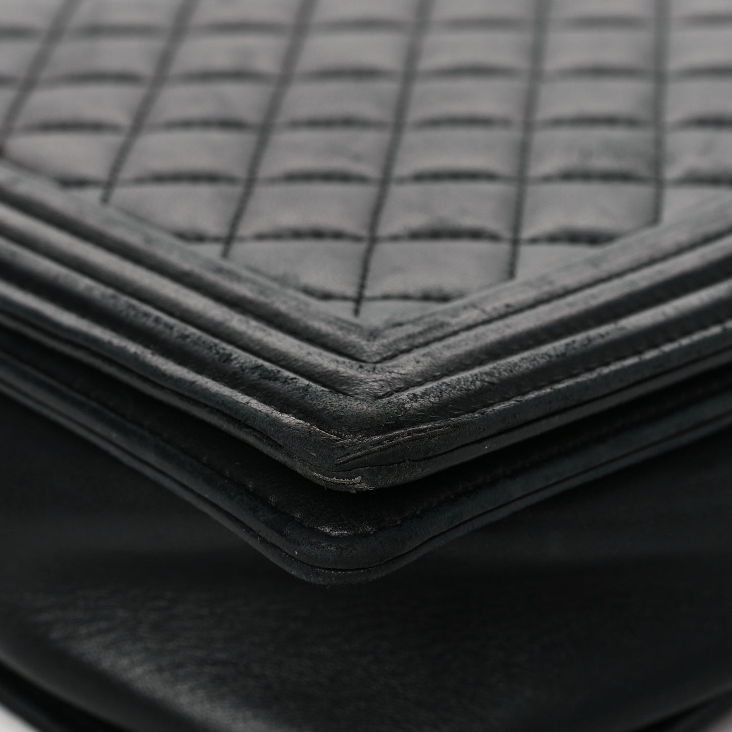 Lambskin Quilted Large Boy Flap Black