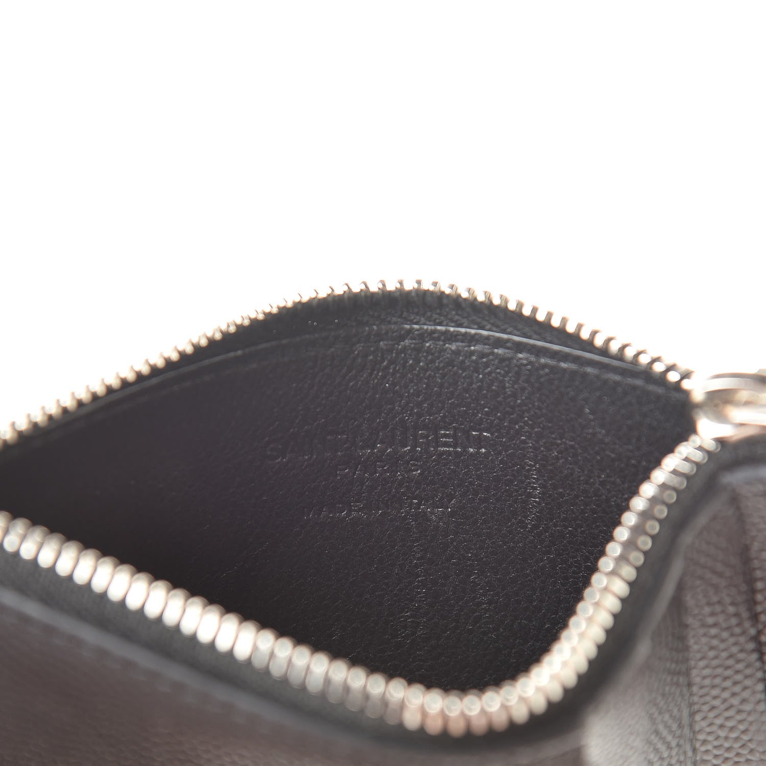 Saint Laurent Grained Calfskin 5 Fragments Zip Pouch Card Holder Black 6 of 9