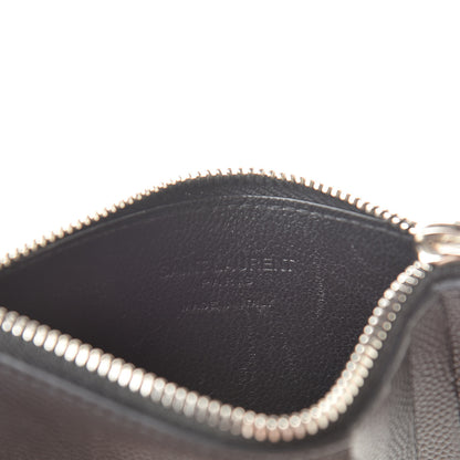 Saint Laurent Grained Calfskin 5 Fragments Zip Pouch Card Holder Black 6 of 9