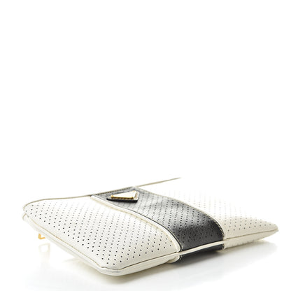 Prada Saffiano Perforated Wristlet White Black 4 of 11