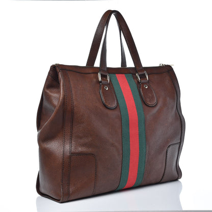 Gucci Calfskin Web Large Seventies Tote Brown 3 of 13