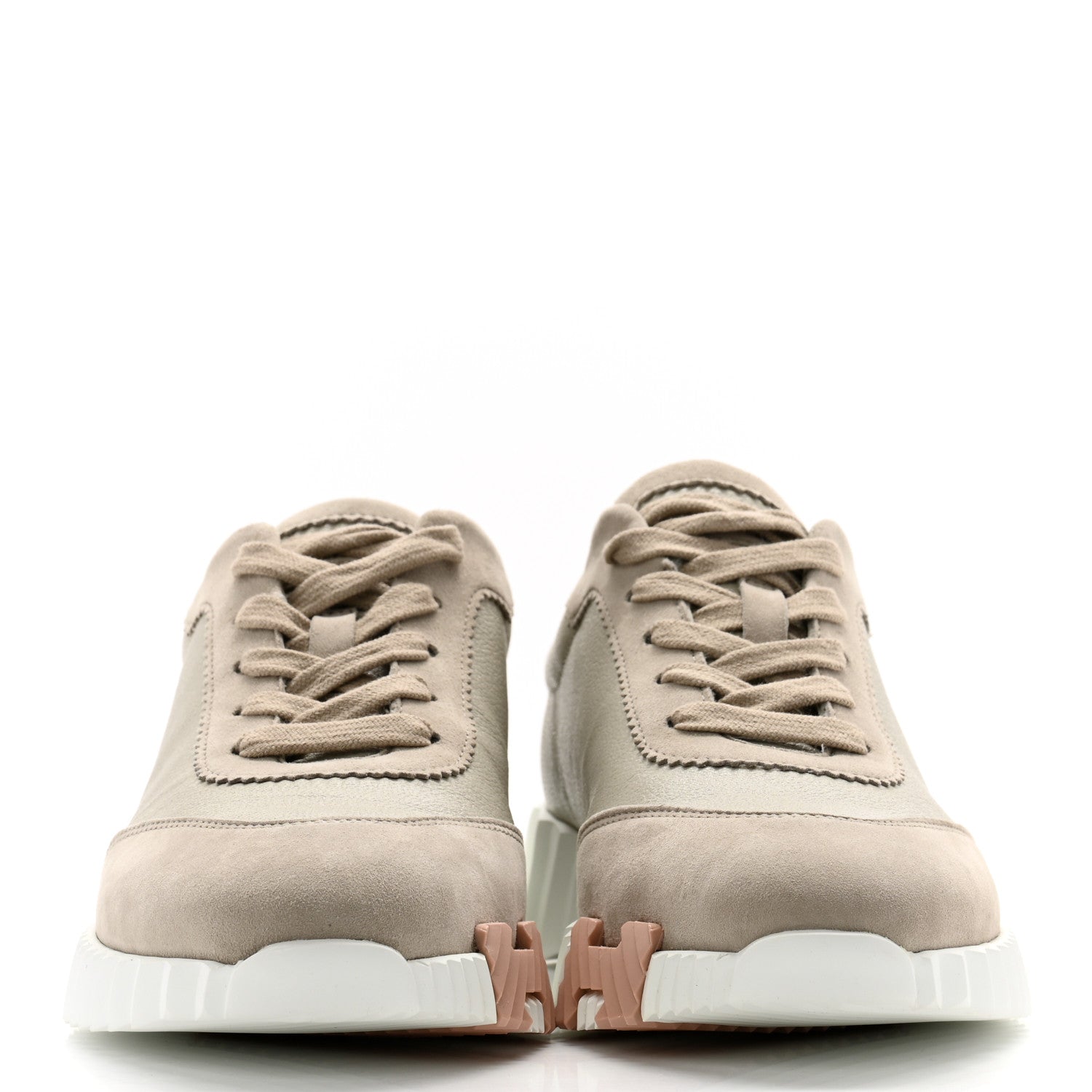 Hermes Sport Goatskin Suede Goatskin Womens Bouncing Sneakers 38 Beige Esquisse 2 of 10