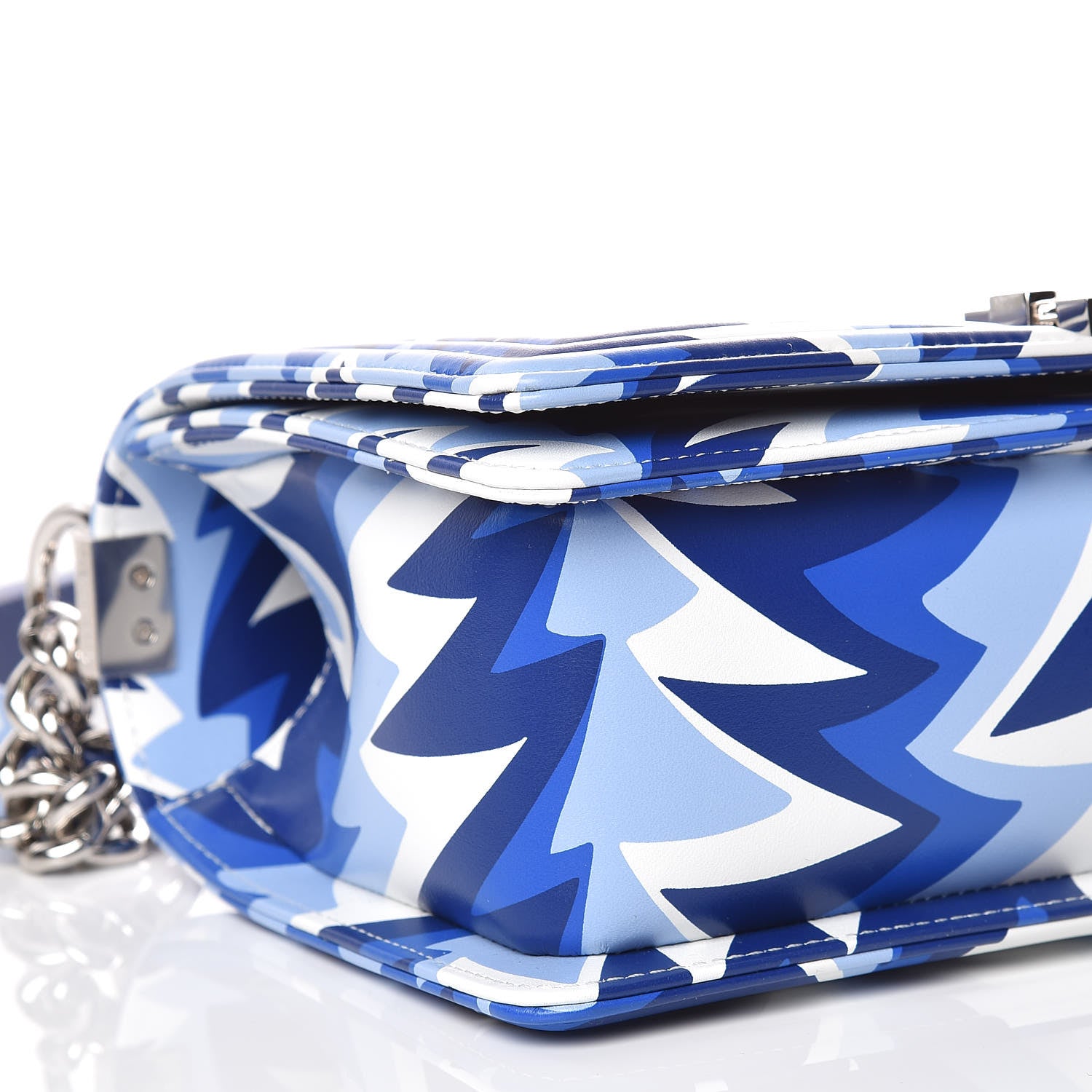 Chanel Printed Calfskin Medium Boy Flap Blue White 8 of 10