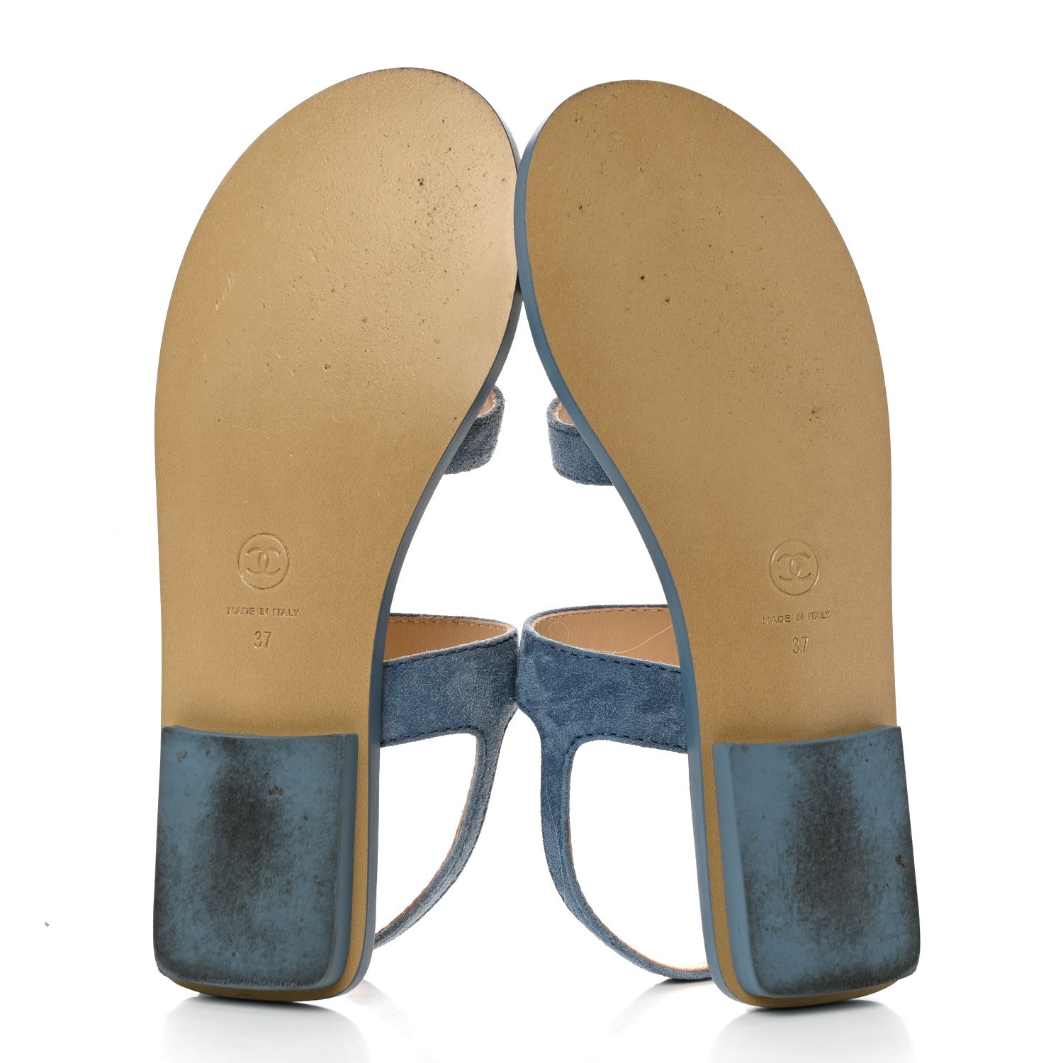 Chanel Suede CC Sandals 37 Blue 5 of 9