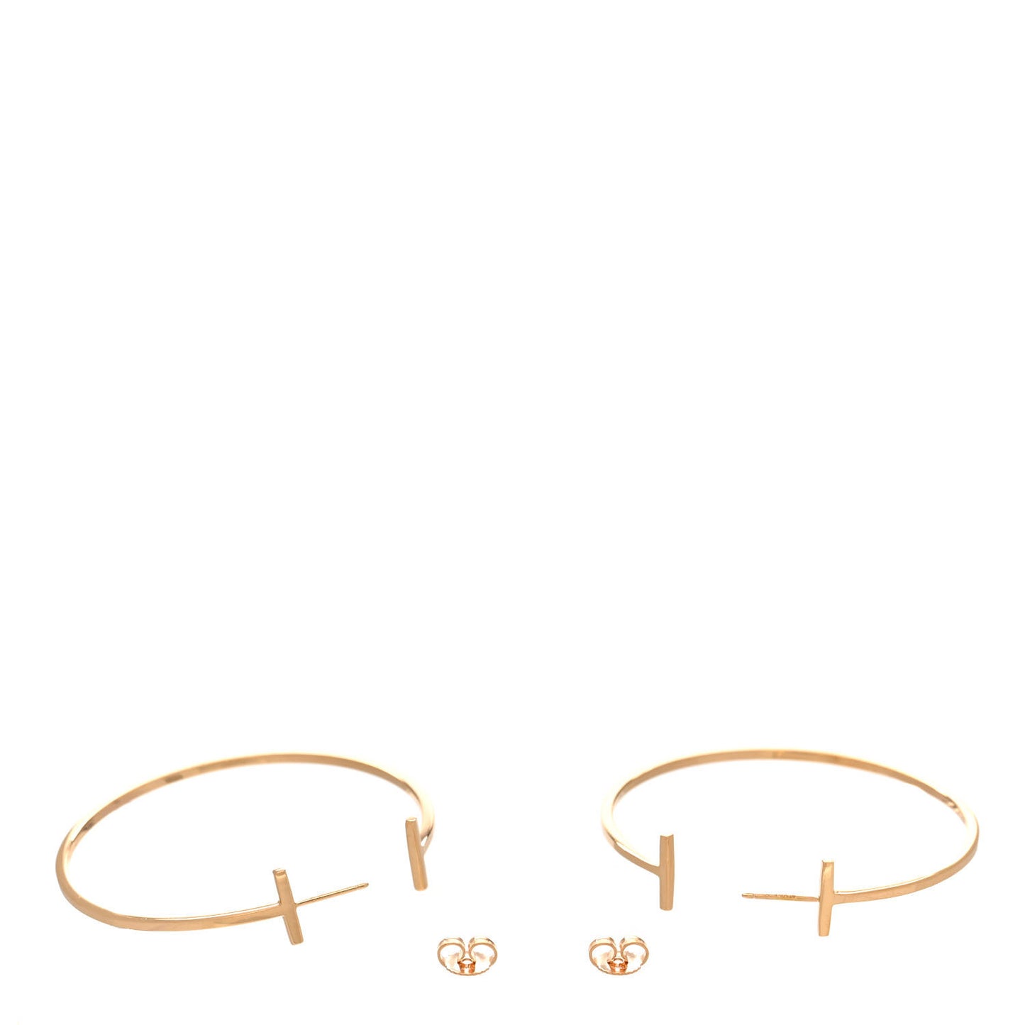 18K Rose Gold Extra Large T Wire Hoop Earrings