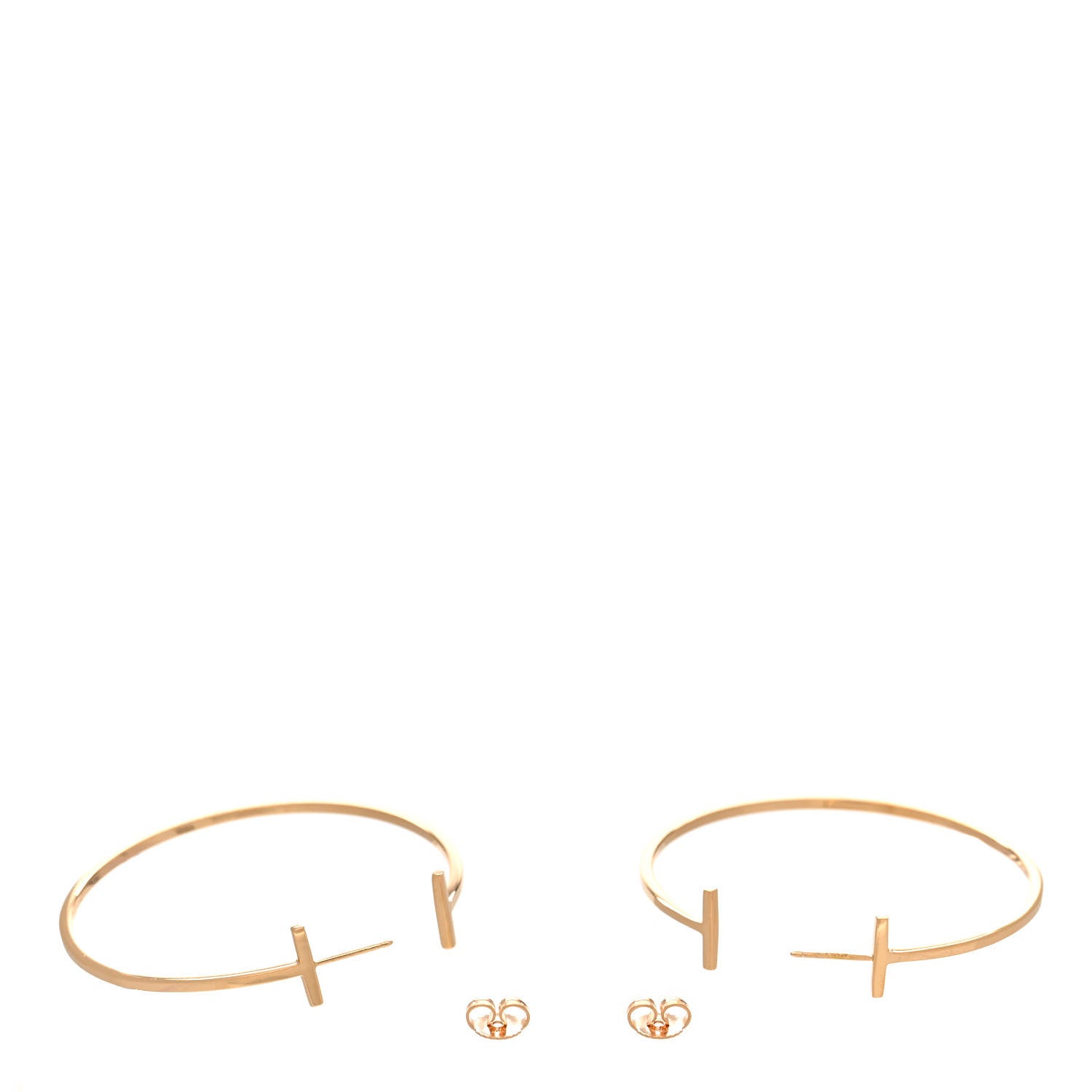 Tiffany 18K Rose Gold Extra Large T Wire Hoop Earrings 3 of 4