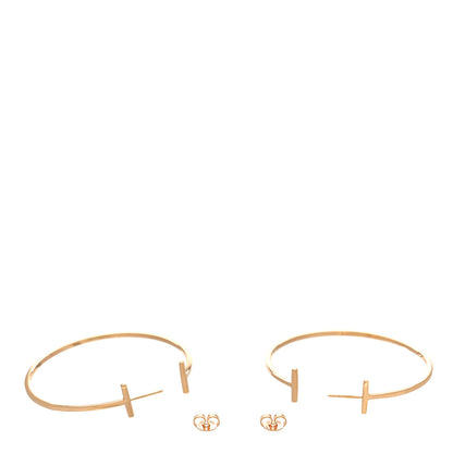 Tiffany 18K Rose Gold Extra Large T Wire Hoop Earrings 3 of 4