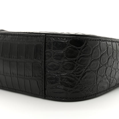 Saint Laurent Calfskin Crocodile Embossed Le 5 A 7 Hobo Black 10 of 11