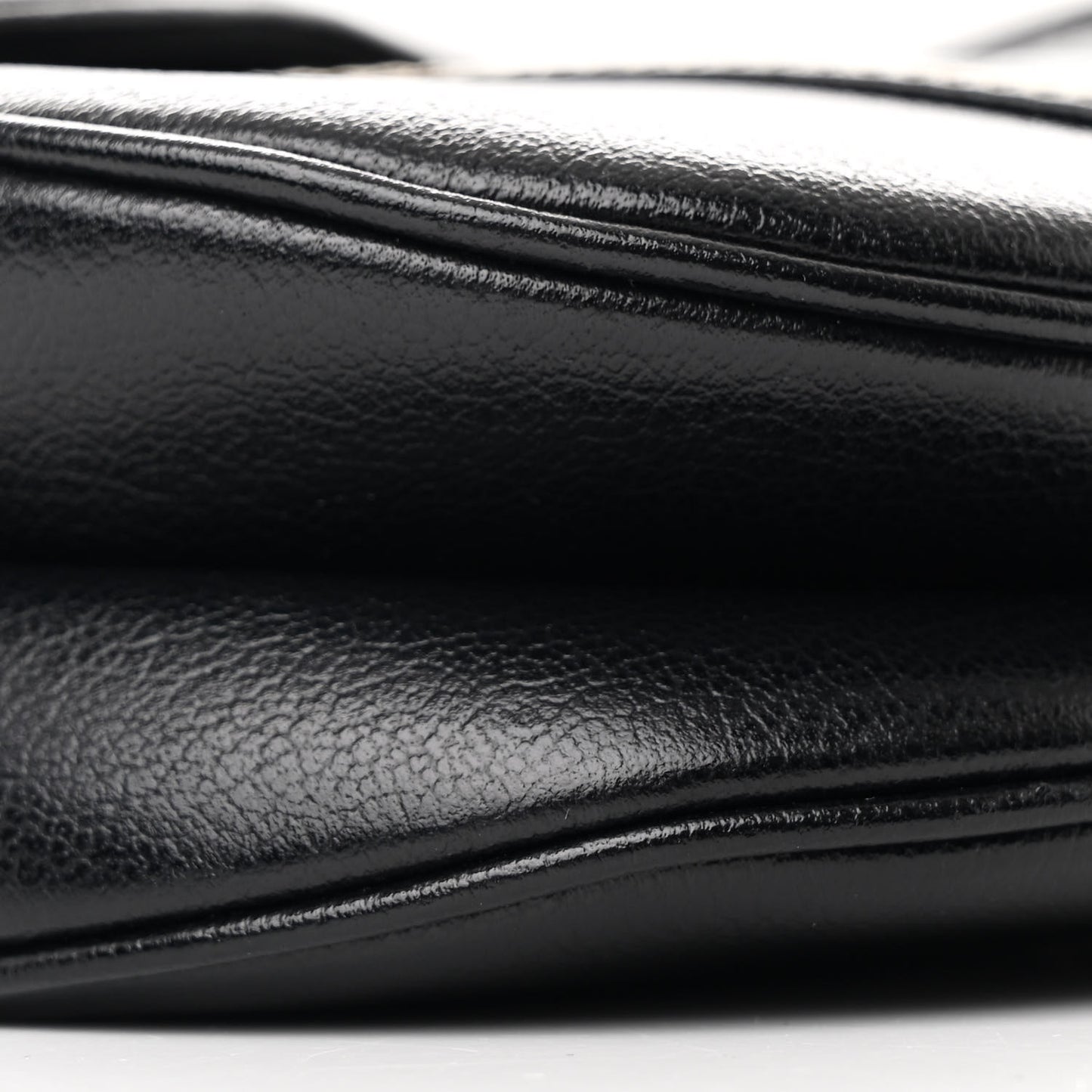 Shiny Goatskin Saddle Bag Black