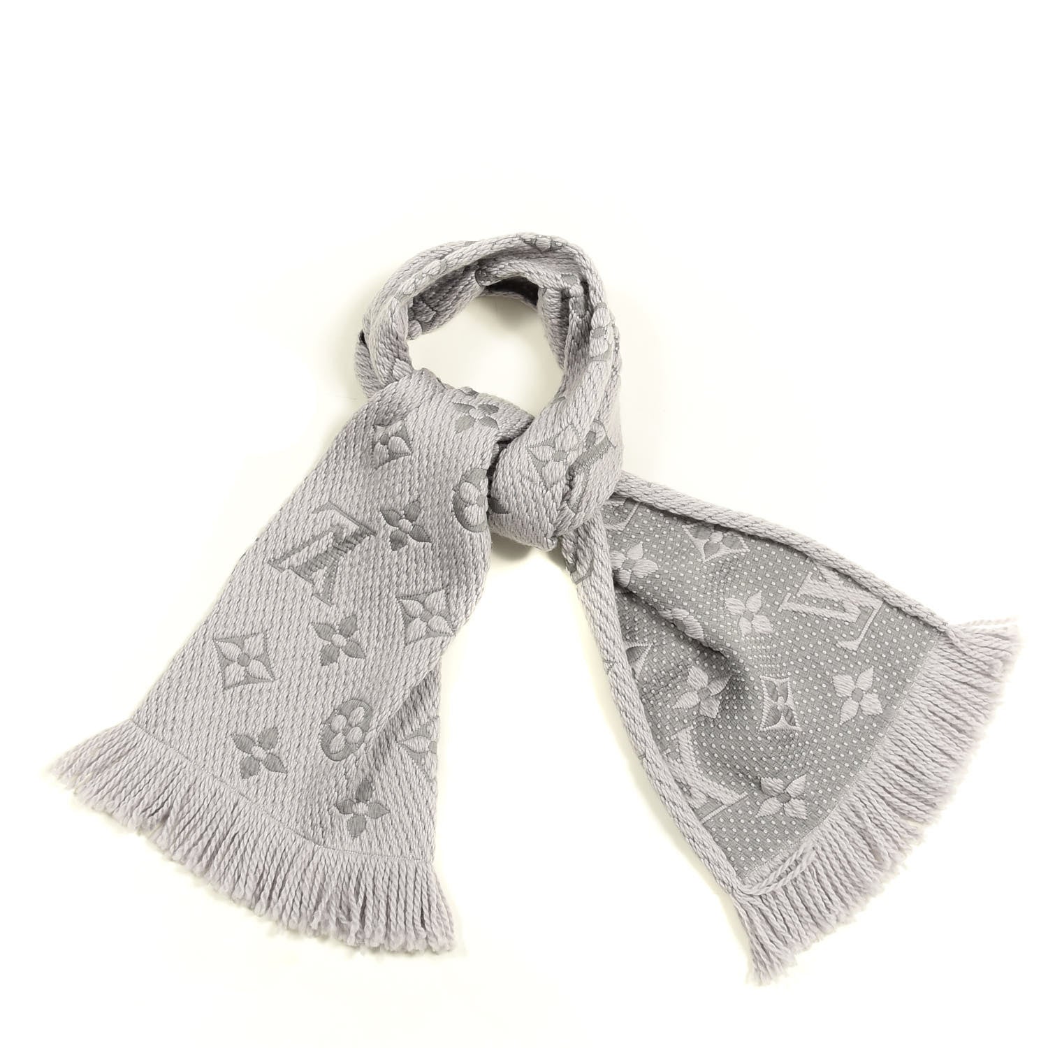 Louis Vuitton Wool Silk Logomania Scarf Pearl Grey 1 of 3