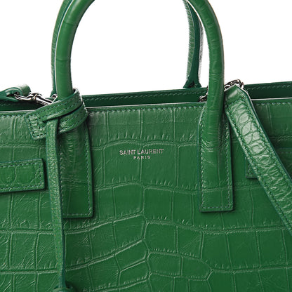 Saint Laurent Calfskin Crocodile Embossed Nano Sac De Jour Green 10 of 10