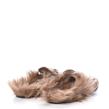 Gucci GG Monogram Fur Womens Princetown Slippers 35.5 Beige Ruggine Rust 4 of 8