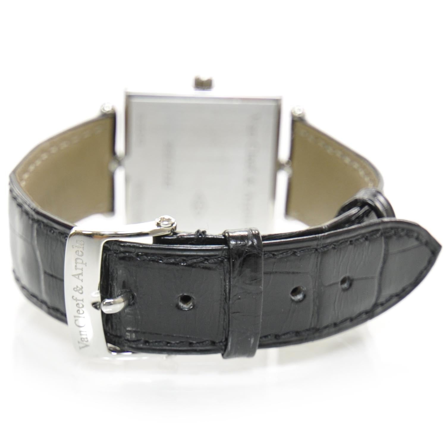 Van Cleef & Arpels Stainless Steel Alligator 27mm Classic Square Quartz Watch 2 of 12