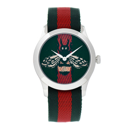 Gucci Stainless Steel Nylon 38mm Le Marche Des Merveilles Bee Quartz Watch Green 1 of 5