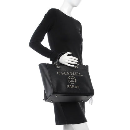 Chanel Caviar Small Studded Deauville Tote Black 2 of 9