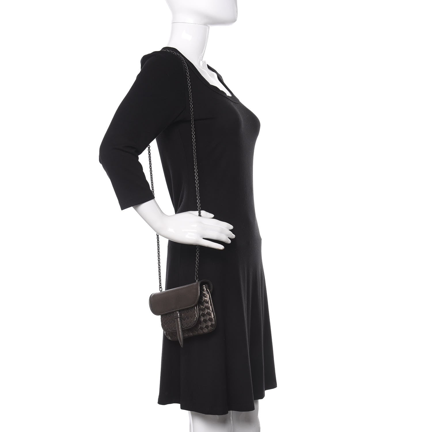 Bottega Veneta Nappa Intrecciato Front Pocket Flap With Chain Dark Silver 2 of 9