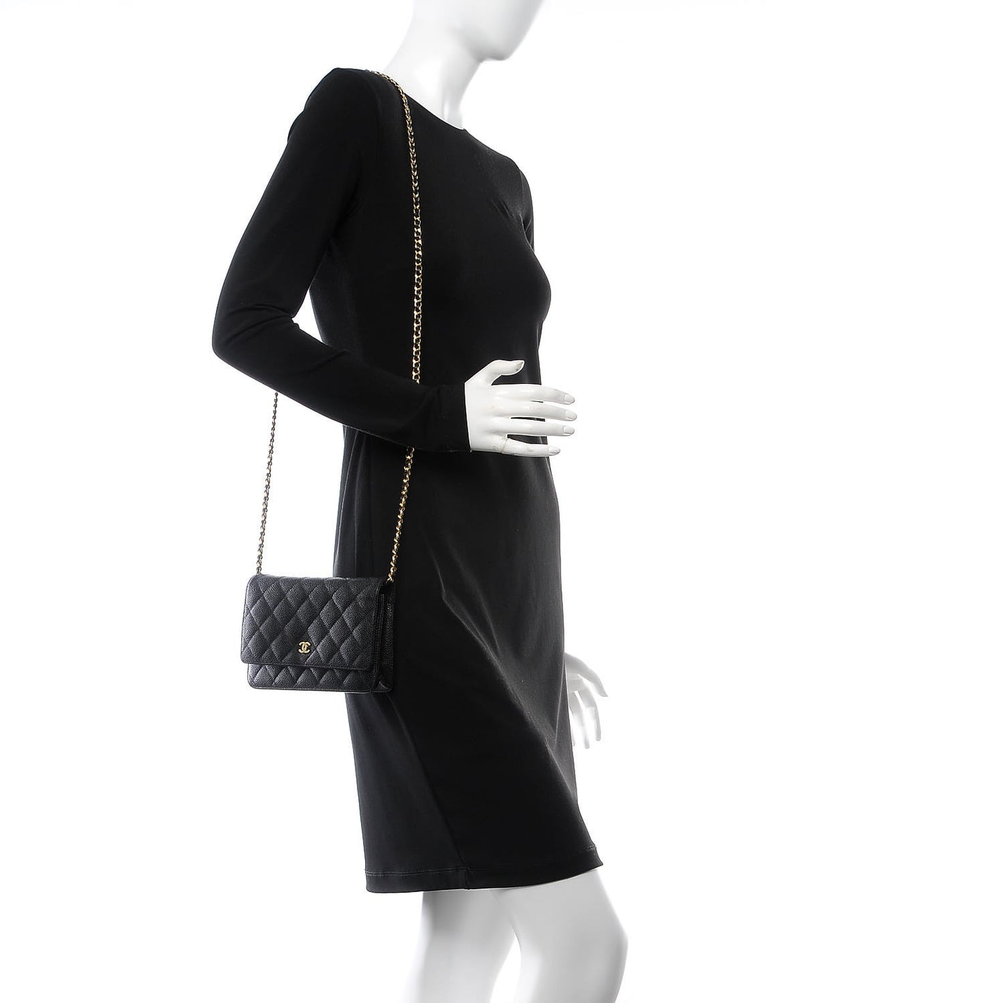 Caviar Quilted Wallet On Chain WOC Black