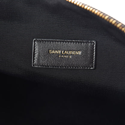 Saint Laurent Metallic Calfskin Leopard Printed Letters Monogram Zip Clutch 6 of 8
