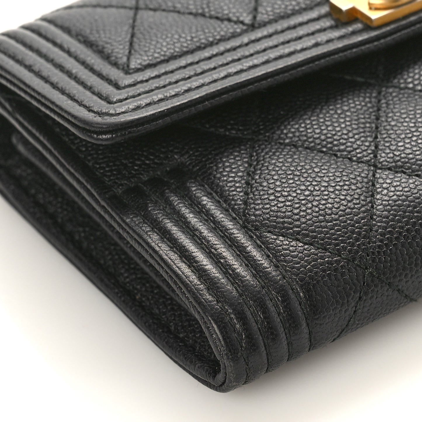 Caviar Quilted Medium Boy Flap Wallet Black