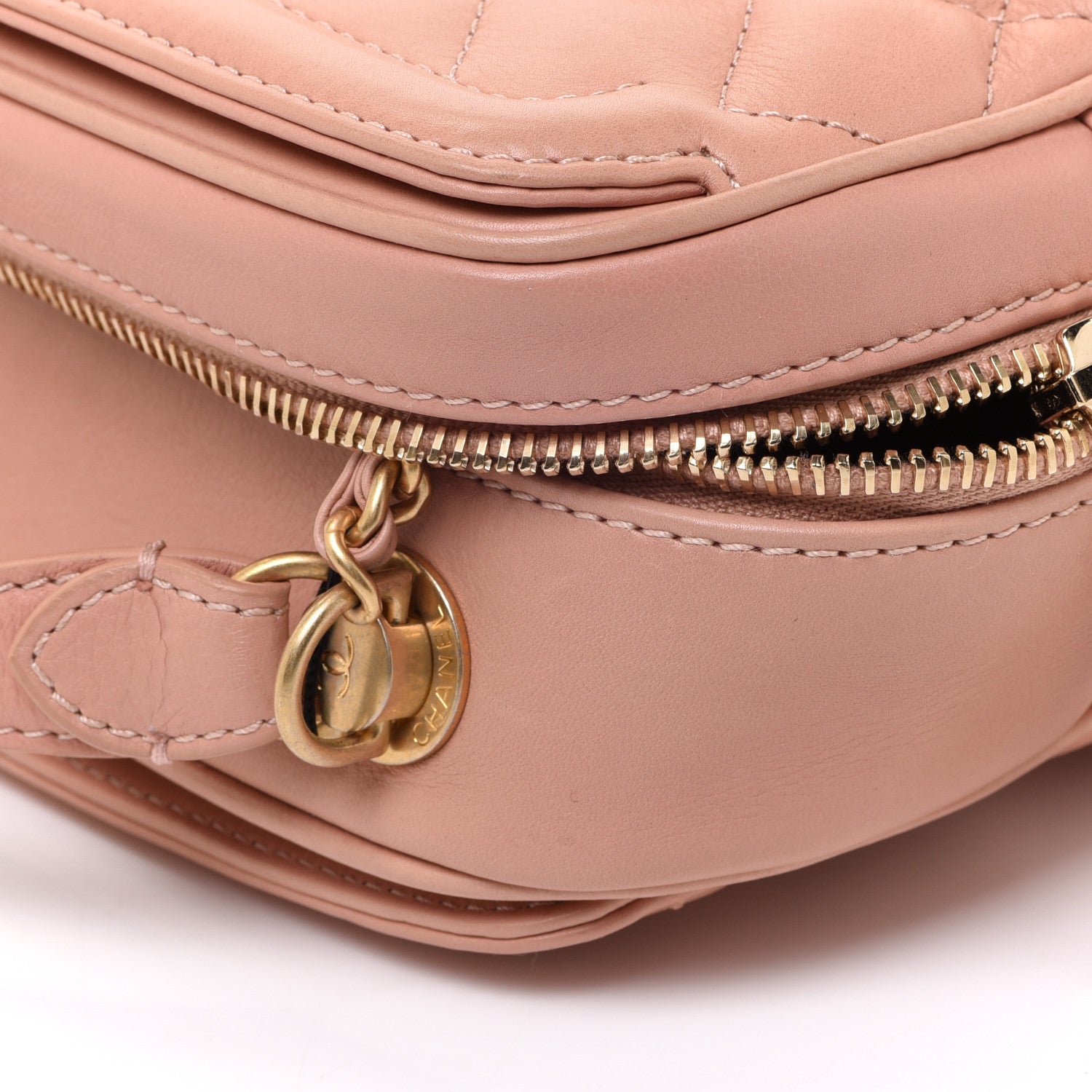 Chanel Calfskin Quilted CC Small Vanity Case Dark Beige 11 of 11