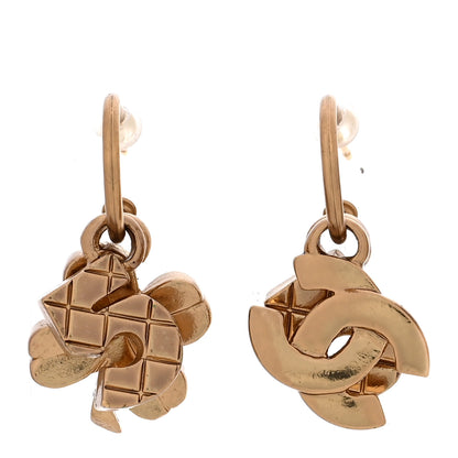 Chanel Metal Drop No 5 Clover CC Earrings Gold 1 of 4