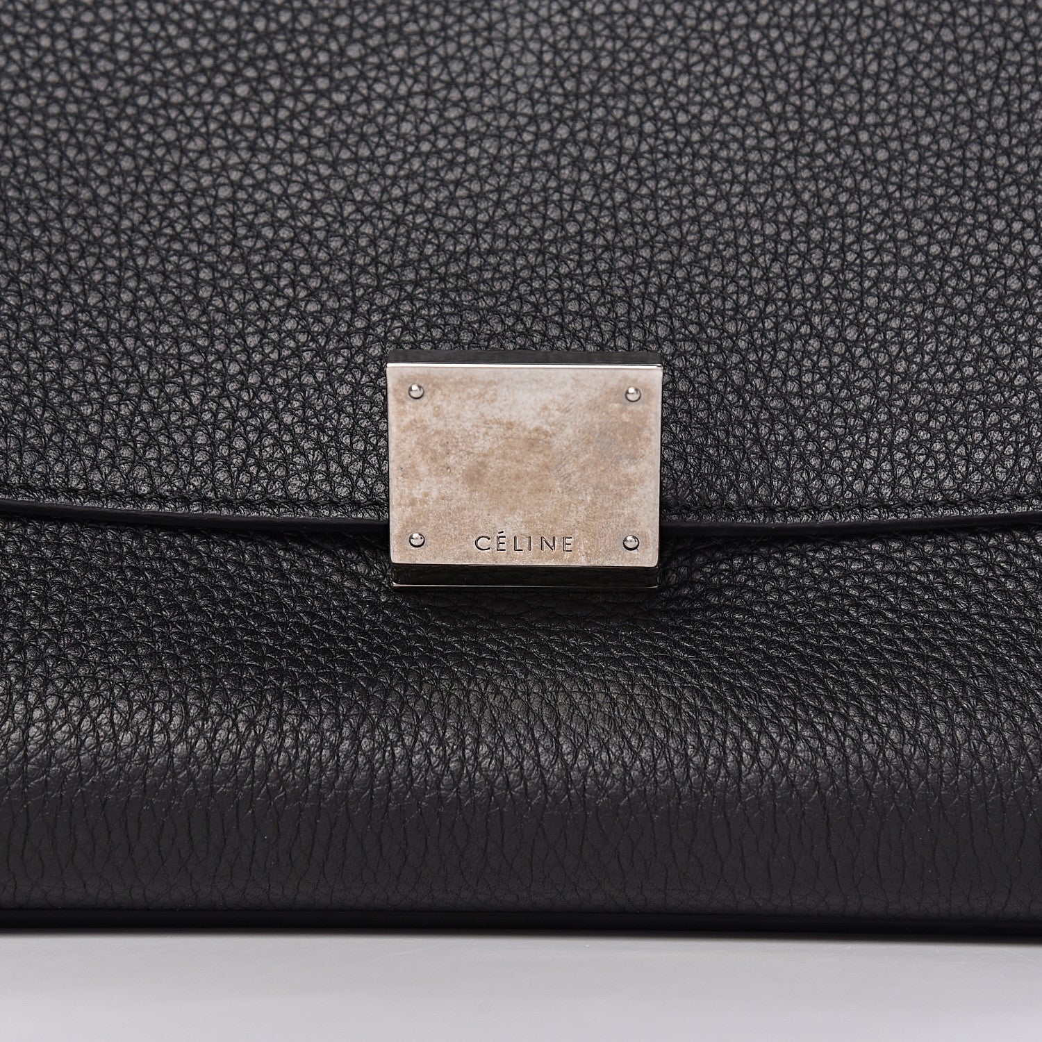 Celine Drummed Calfskin Suede Small Trapeze Black 9 of 9