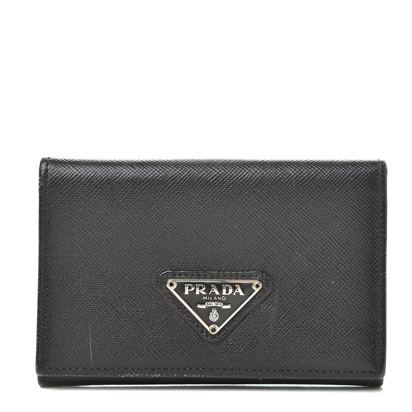 Saffiano Bi-Fold Card Holder Wallet Black