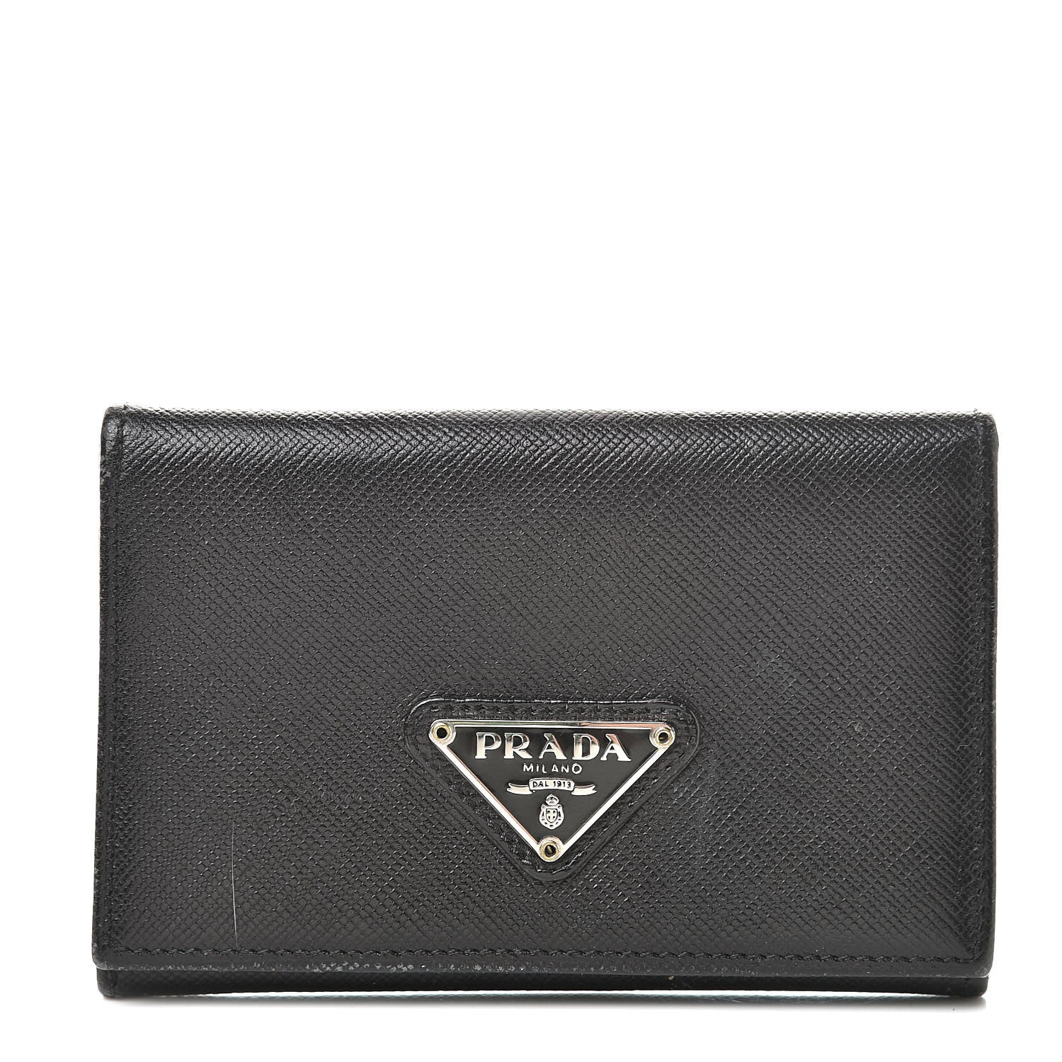 Prada Saffiano Bi-Fold Card Holder Wallet Black 1 of 14