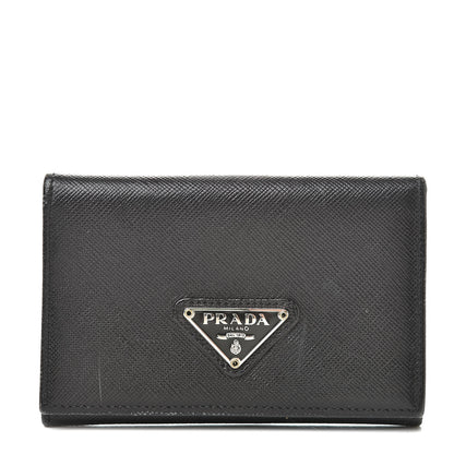 Prada Saffiano Bi-Fold Card Holder Wallet Black 1 of 14