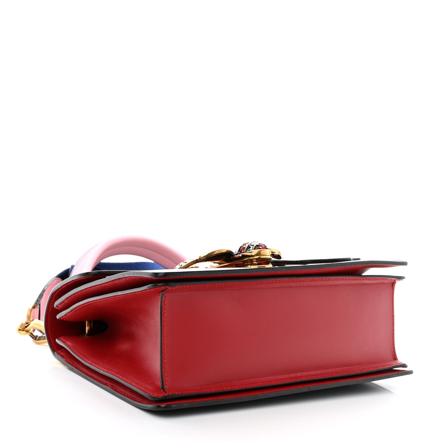 Gucci Calfskin Sylvie Web Small Queen Margaret Top Handle Bag Blue Agata Hibiscus Red Mystic White Sugar Pink 4 of 15