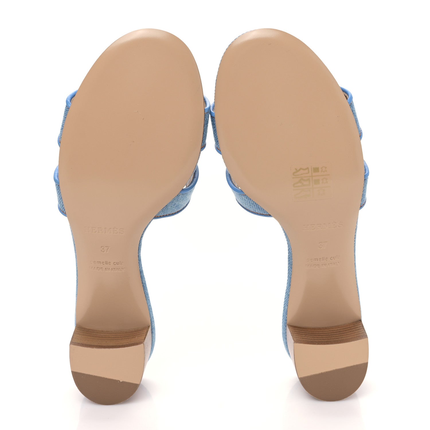 Hermes Denim Oasis Sandals 37 Bleu Clair 5 of 9