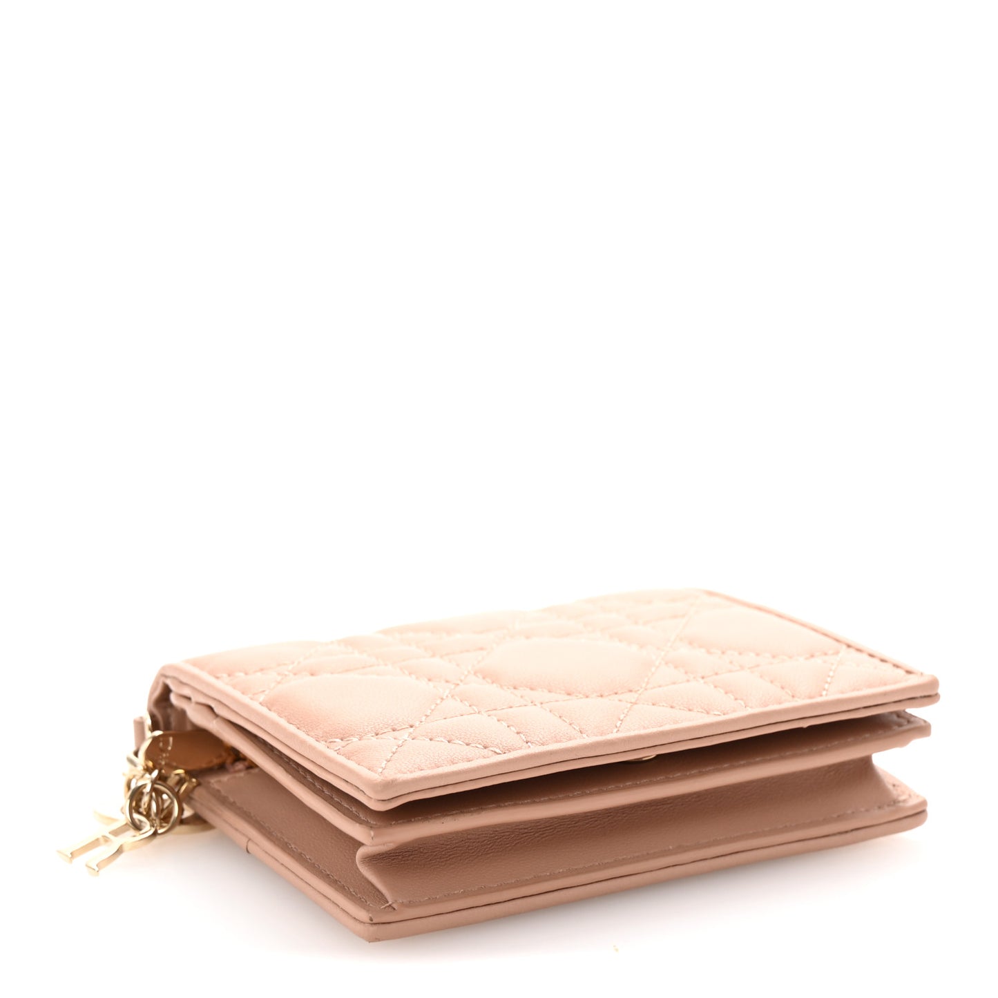 Calfskin Cannage Mini Lady Dior Wallet Fard