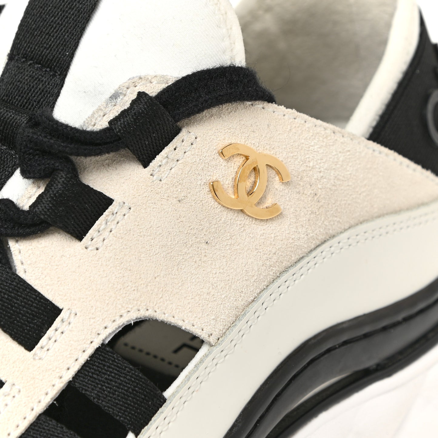 Fabric Calfskin Suede CC Sneakers 39 Ivory Black