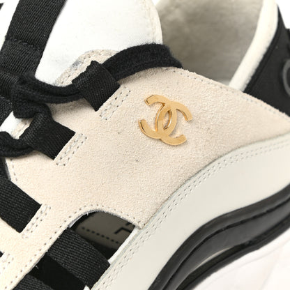 Chanel Fabric Calfskin Suede CC Sneakers 39 Ivory Black 10 of 17