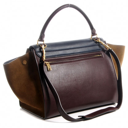 Celine Calfskin and Suede Medium Tri-Color Trapeze Navy 3 of 7