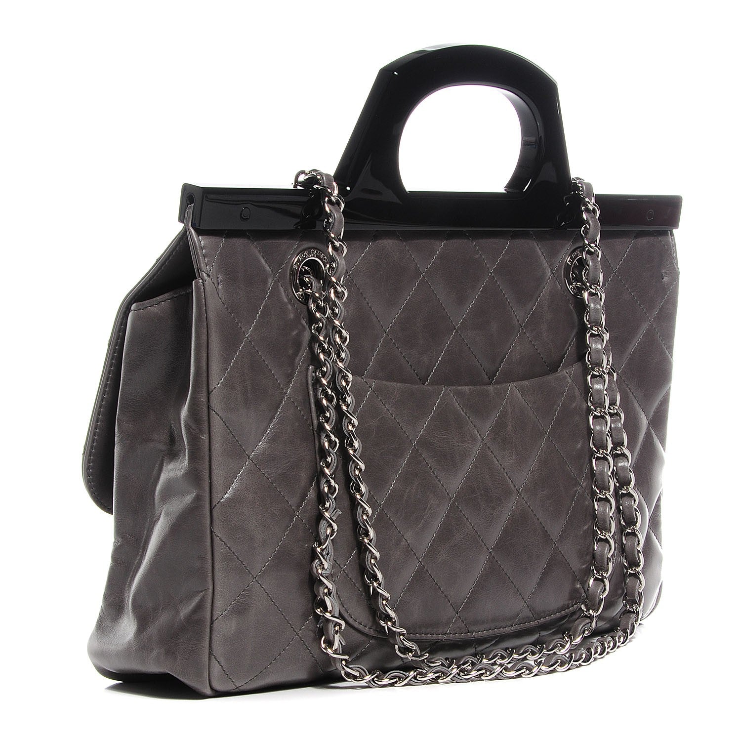 Chanel Glazed Calfskin Quilted Small CC Delivery Tote Grey 3 of 8