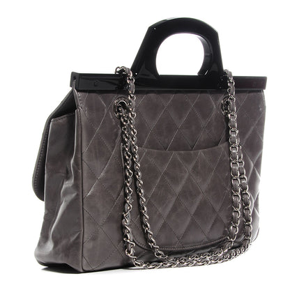 Chanel Glazed Calfskin Quilted Small CC Delivery Tote Grey 3 of 8